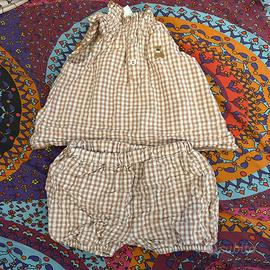 Completo 2 pezzi bimba 3-6 M 62 cm neonata canotta