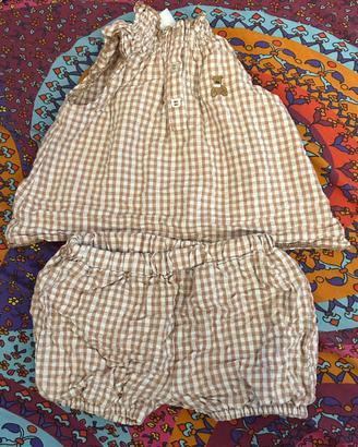 Completo 2 pezzi bimba 3-6 M 62 cm neonata canotta