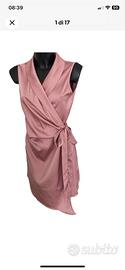 SHEIN WRAP DRESS IN RASO ROSA ANTICO TG L