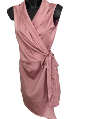 SHEIN WRAP DRESS IN RASO ROSA ANTICO TG L