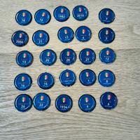 lotto di n.25 dischetti metallici, azzurri calcio 