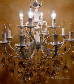 Lampadario 12 luci con gocce di cristallo