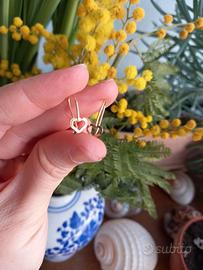 Orecchini cuore pendenti oro 750 18 kt.
