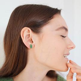 Orecchini in Calcedonio verde, pietra naturale