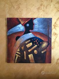 Quadro dipinto moderno africano grande 80x79 cm