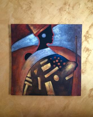 Quadro dipinto moderno africano grande 80x79 cm