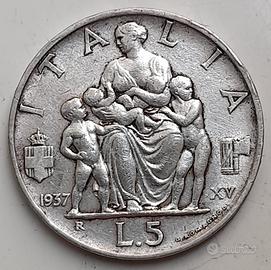 5 lire 1937 RARA