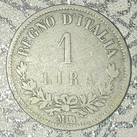 argento Regno d'Italia 1 lira valore 1863