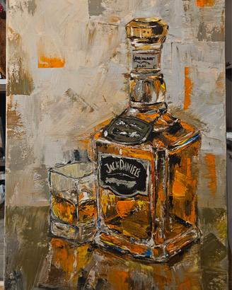 quadro dipinto moderno astratto bottiglia whisky