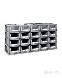 Scaffale con Contenitori in Plastica NUOVO