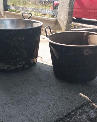 Paioli in rame, acciaio e alluminio pe uso aliment