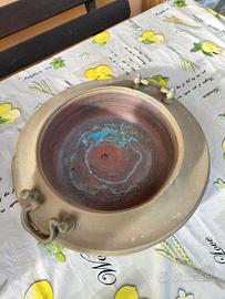 Antico Braciere scaldino in rame e ottone