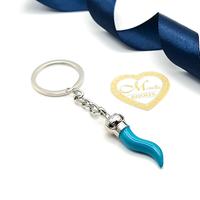 Portachiavi Napoli cornicello azzurro portafortuna