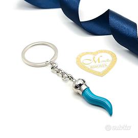 Portachiavi Napoli cornicello azzurro portafortuna