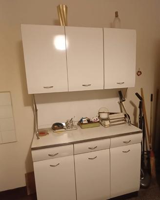 Credenza Cucina Vintage Anni '60  Formica Bianca