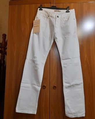 jeans uomo bianco  strappato  bonavita tg 50