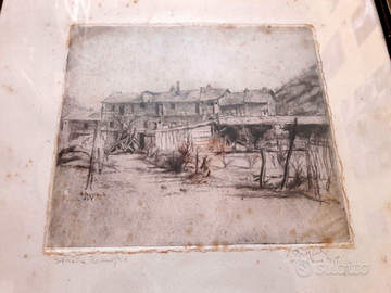 Incisione Nello Pasquali (1912-2002) 1945 Torino