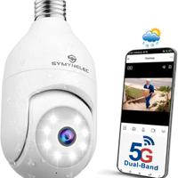 Symynelec 5GHz/2.4GHz videocamera Lampadina 2K 4MP