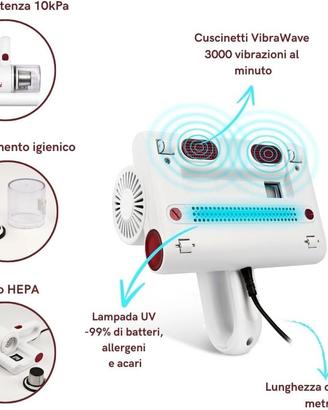 battimaterassi aspiratore uv hepa 300w antiacari