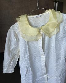 Camicetta bianca pois gialli , collo voile tg S