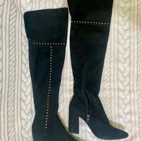 Stivali alti neri in camoscio n40