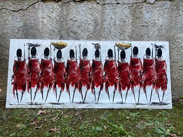 Quadro dipinto a mano popolo Masai
