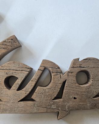 insegna logo vespa piaggio in legno antico