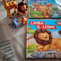 Libri per bambini con animali in plastica