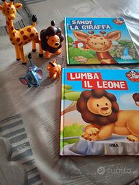 Libri per bambini con animali in plastica