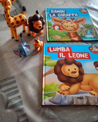 Libri per bambini con animali in plastica