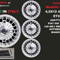 Cerchi grifo bianco 4,5x 12 4x190 fiat 500 l f r