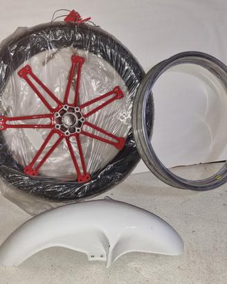 Ruota+gomma nuova+parafango Malanca Ob one 125