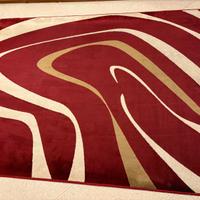 Tappeto Soggiorno Rosso Beige Onde Pelo Corto 2x3