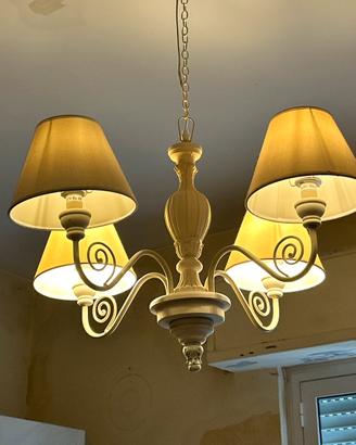 Lampadario 4 luci shabby