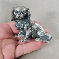 Statua scultura vintage cocker in peltro argentato