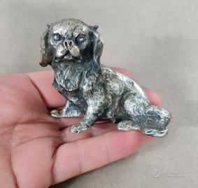 Statua scultura vintage cocker in peltro argentato