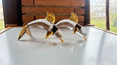 Delfino vetro stile Murano oro