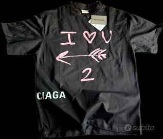 T-Shirt Unisex Balenciaga I Love U 2 Black Tee
