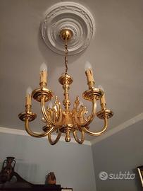 Lampadario coppia applique bronzo dorato vintage