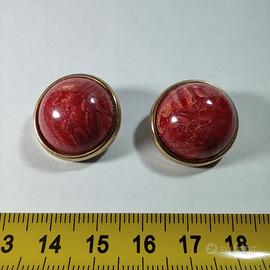Orecchini vintage a clip – cabochon rosso
