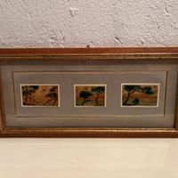 Quadro con tre miniature paesaggio