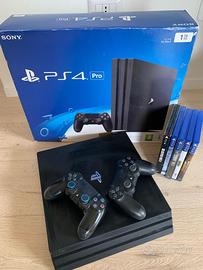 PS4 PRO 1 Tera +2 Joypad originali +Scatola giochi