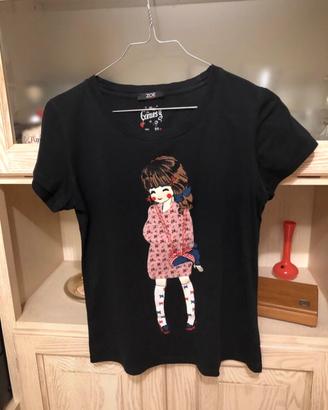Tshirt 100% cotone nero Zoe tg 2