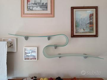 Mensole curvate Boa in vetro satinato
