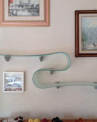 Mensole curvate Boa in vetro satinato