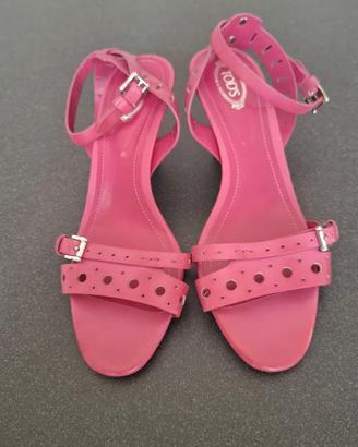 Sandali in pelle morbida Tod's rosa intenso/fucsia