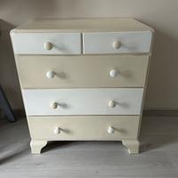 Cassettiera in legno stile classico bianco/avorio