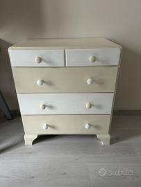 Cassettiera in legno stile classico bianco/avorio