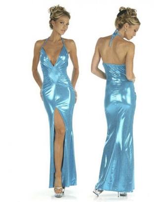Vestito Lungo Celeste Donna in Vinile Sexy Adulto