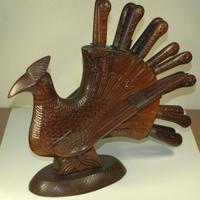 Scultura antica tacchino in legno di mogano